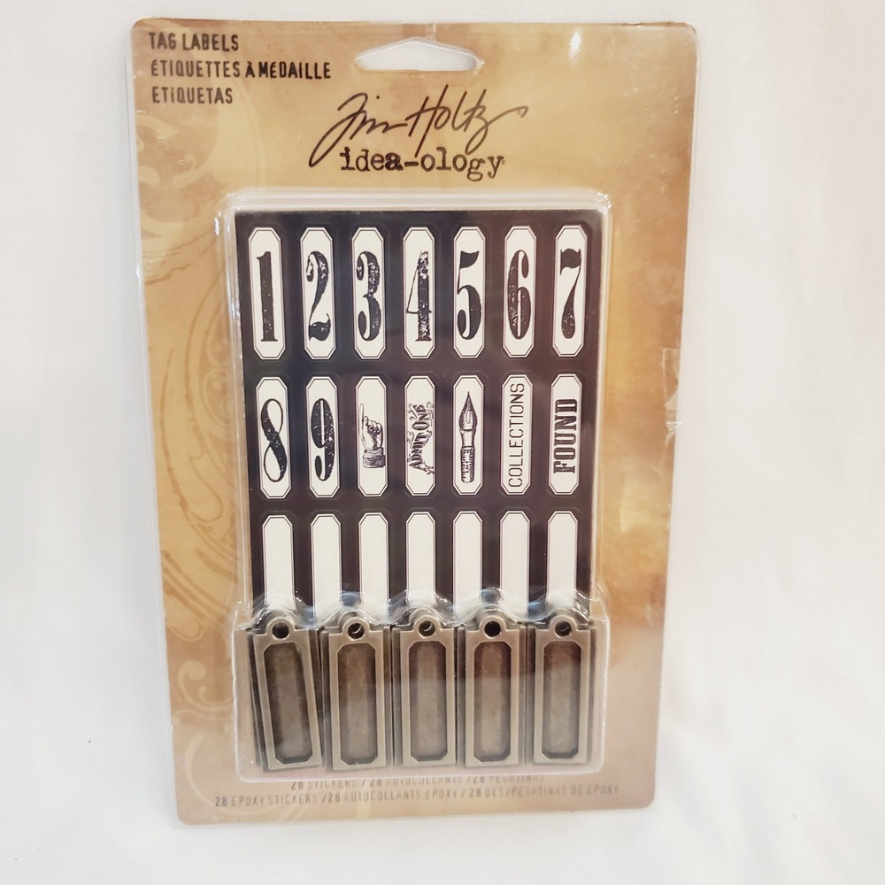 Tim Holtz Idea-ology Tag Labels Metal Stickers Epoxy Set TH93059 Vintage Style